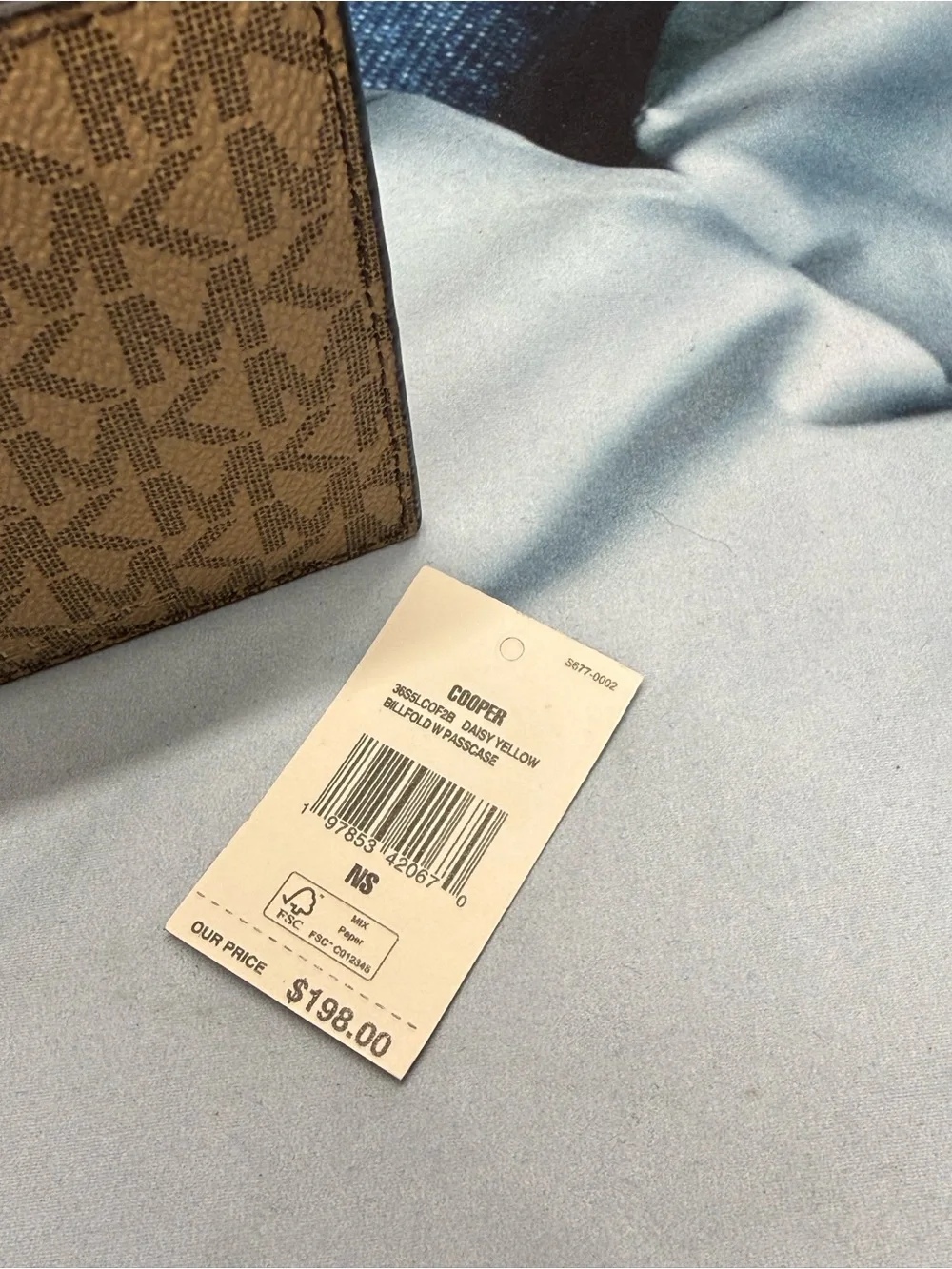 Michael Kors Brown MK Monogram Bifold Wallet with Yellow Accent